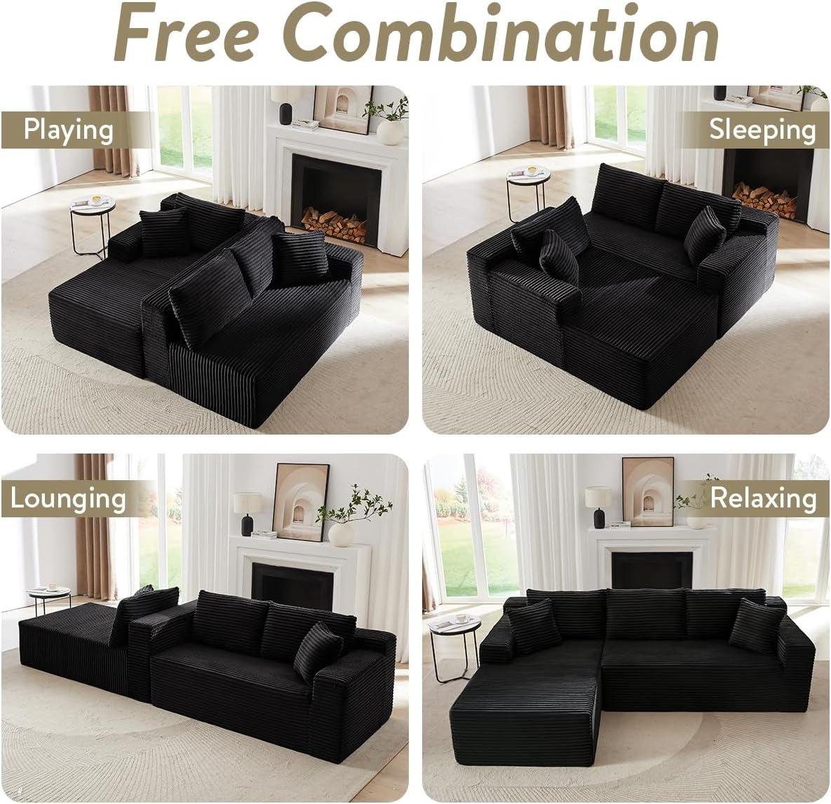 104 Inch L Shape Modular Sectional Couch with Chaise ShipItFurniture