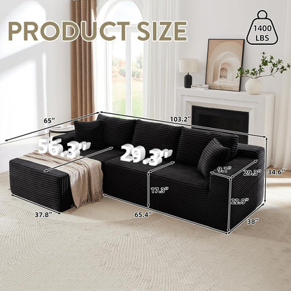 104 Inch L Shape Modular Sectional Couch with Chaise ShipItFurniture