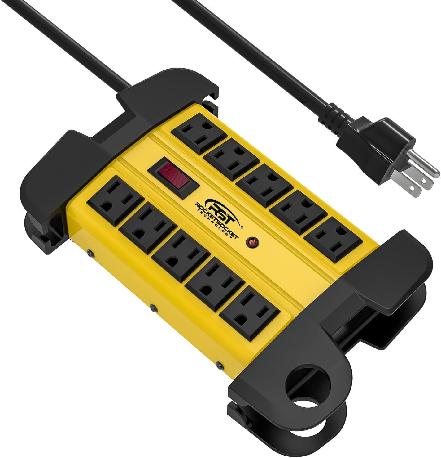 CRST 10 Outlets Mountable Heavy Duty Power Strip Surge Protector with Cord Wrapping design, Optional 15FT or 6FT Power Cord Rocket Socket Technology