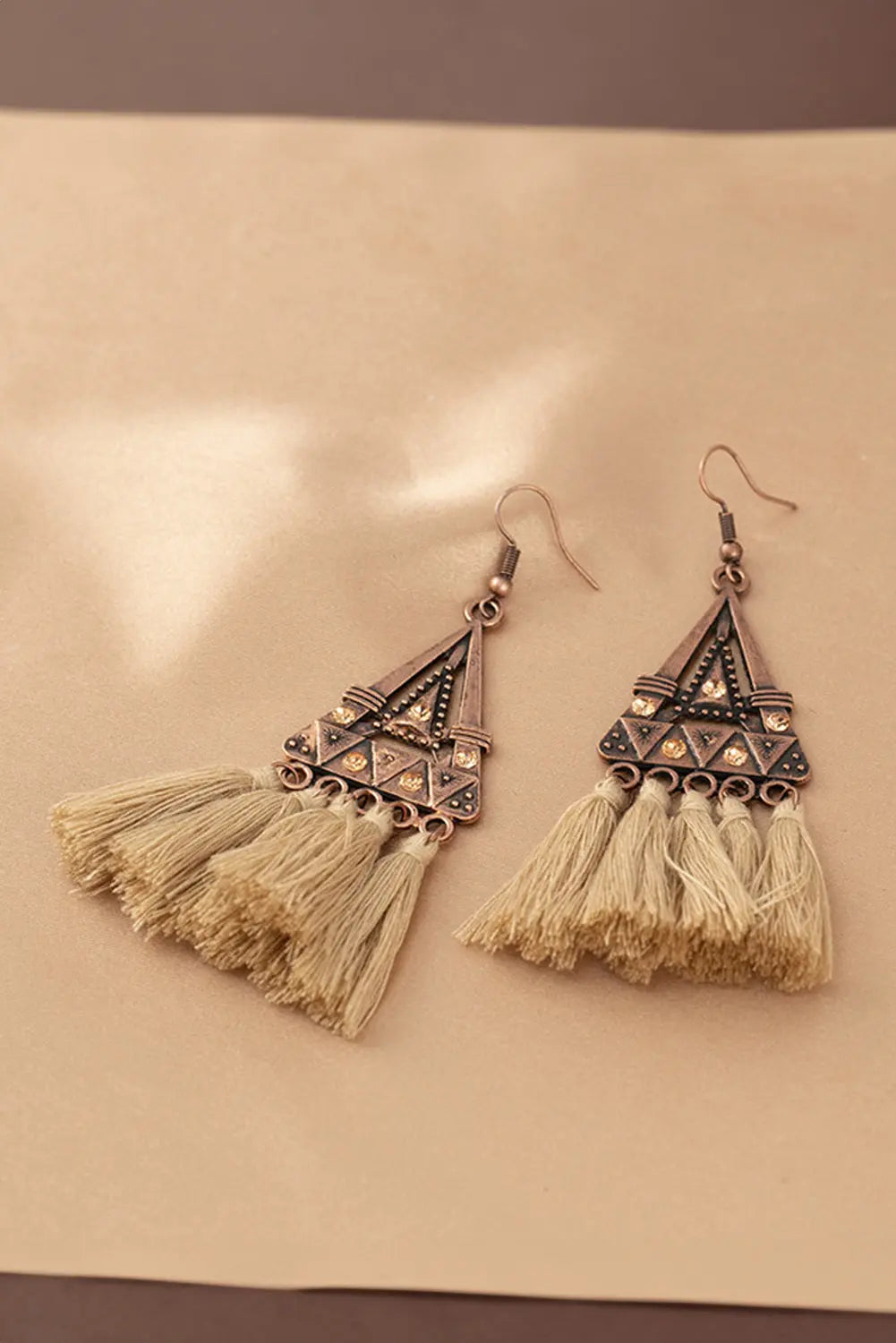 Allison Triangle Metal Tasseled Earrings