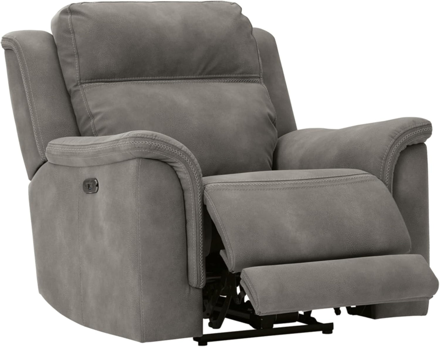 Durapella Power Recliner With Adjustable Headrest Gray ShipItFurniture