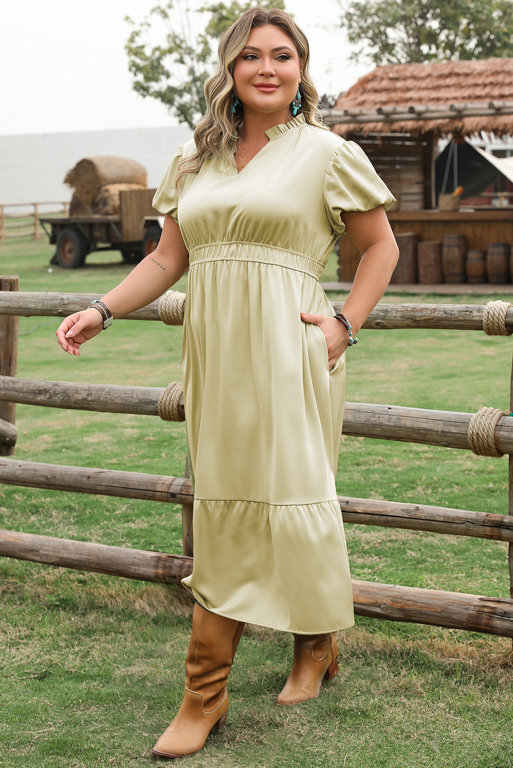 Leia Plus Size Notched V Neck Maxi Dress - Get it from Bo