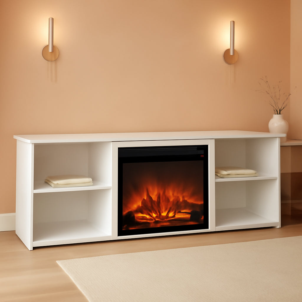 Modern 70 Inch TV Stand With Electric Fireplace