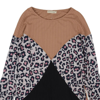 Color Block Ribbed Knit Sweater