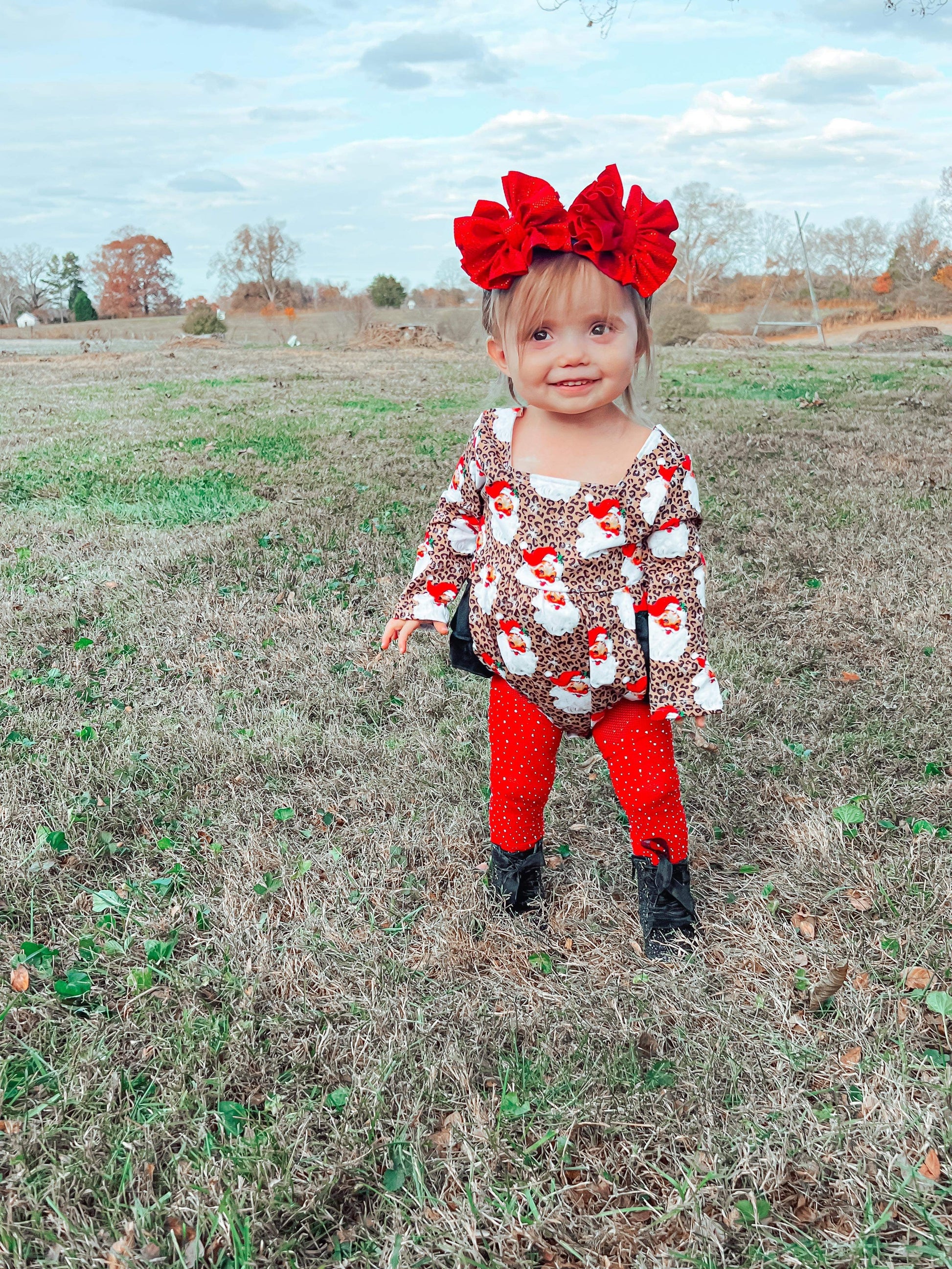 Leopard Santa ruffle romper - Get it from Bo