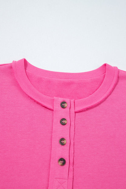 Vera Raw Edge Half Buttons Pullover and Jogger Pants Set