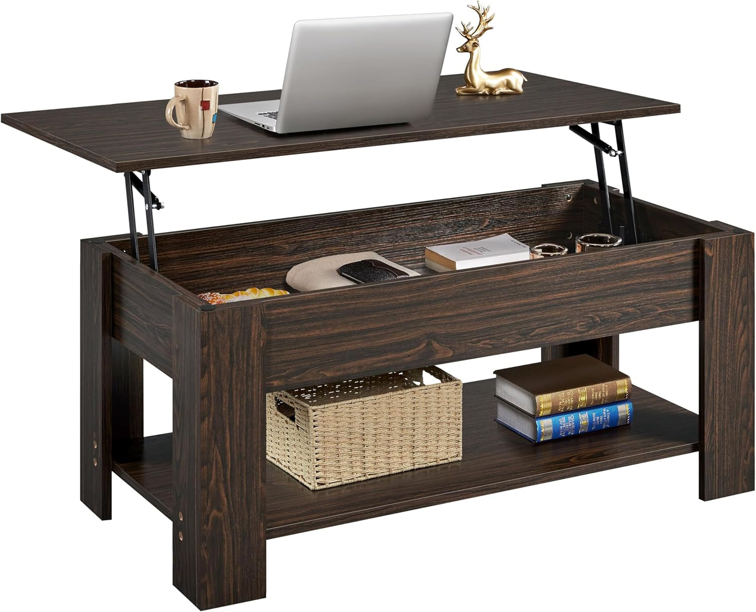 Espresso Lift Top Coffee Table With Hidden Compartment ShipItFurniture