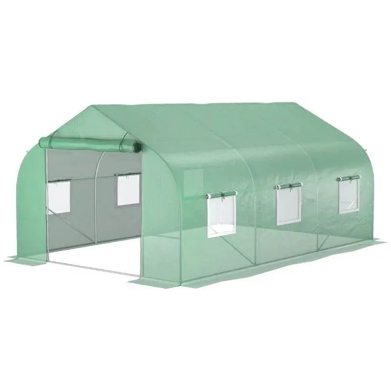 11.5 ft x 9.8 ft. Greenhouse with Green PE Cover and Heavy Duty Steel Frame - Get it from Bo