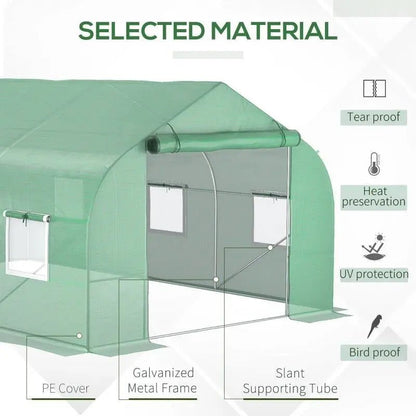 11.5 ft x 9.8 ft. Greenhouse with Green PE Cover and Heavy Duty Steel Frame - Get it from Bo