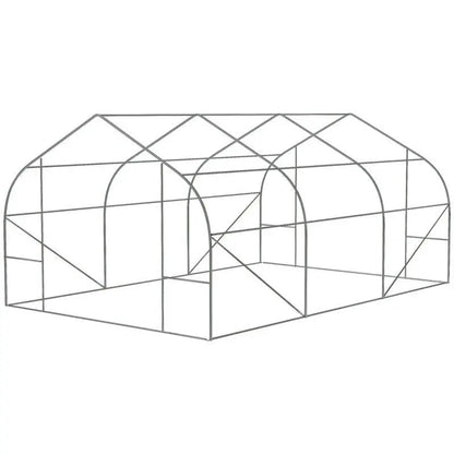 11.5 ft x 9.8 ft. Greenhouse with Green PE Cover and Heavy Duty Steel Frame - Get it from Bo