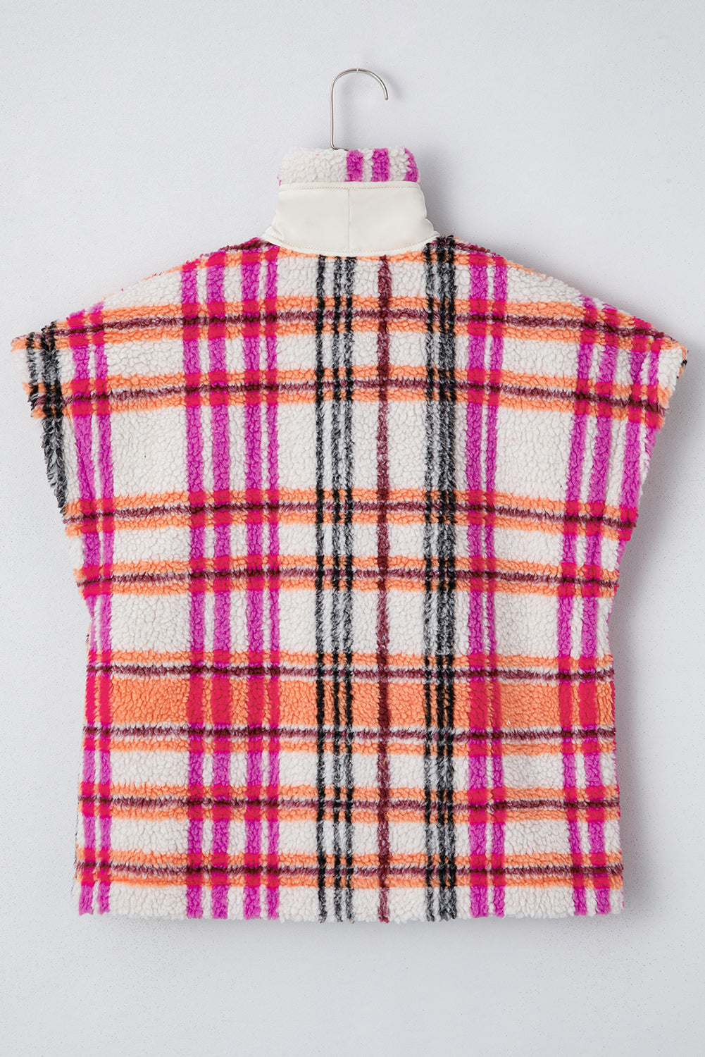 Molly Sherpa Plaid Jacket Vest Threaded Pear
