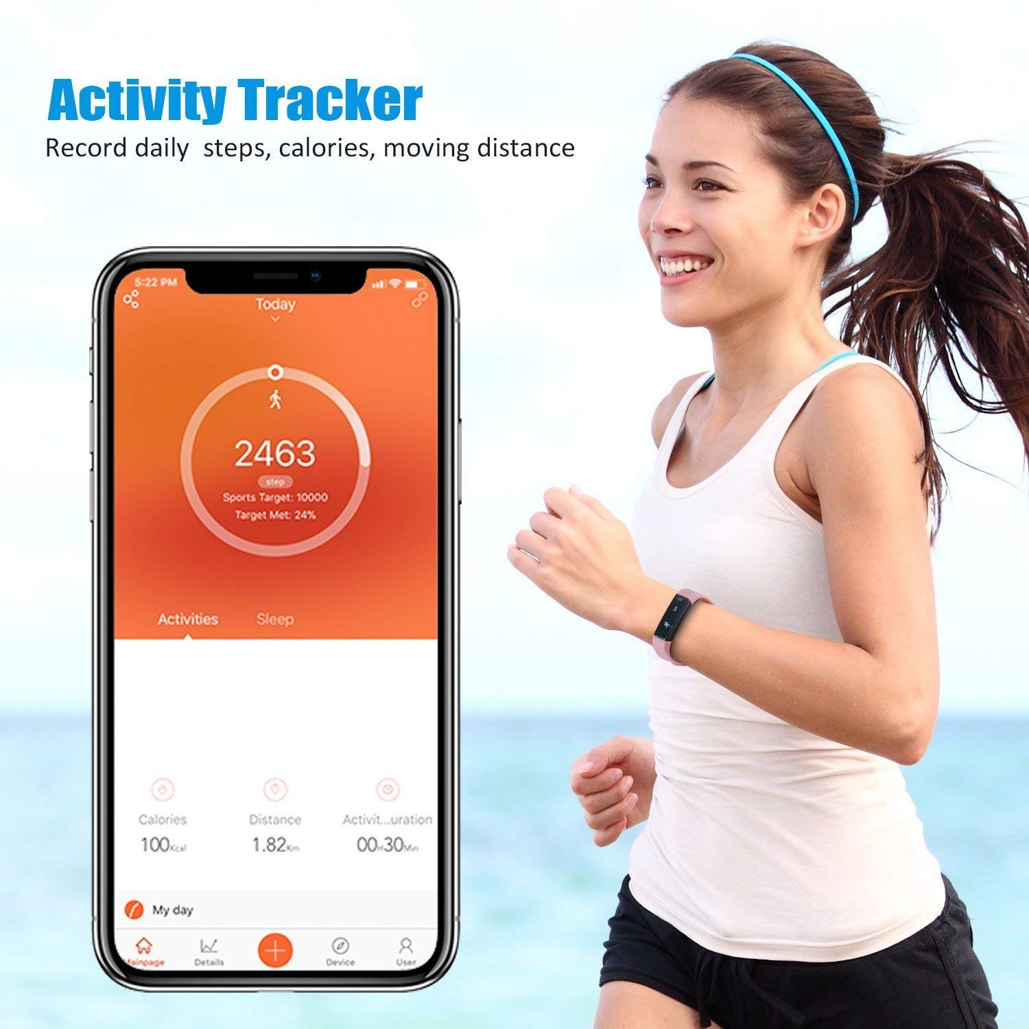 SmartFit Slim Activity Tracker And Monitor Smart Watch Salmon Lucky