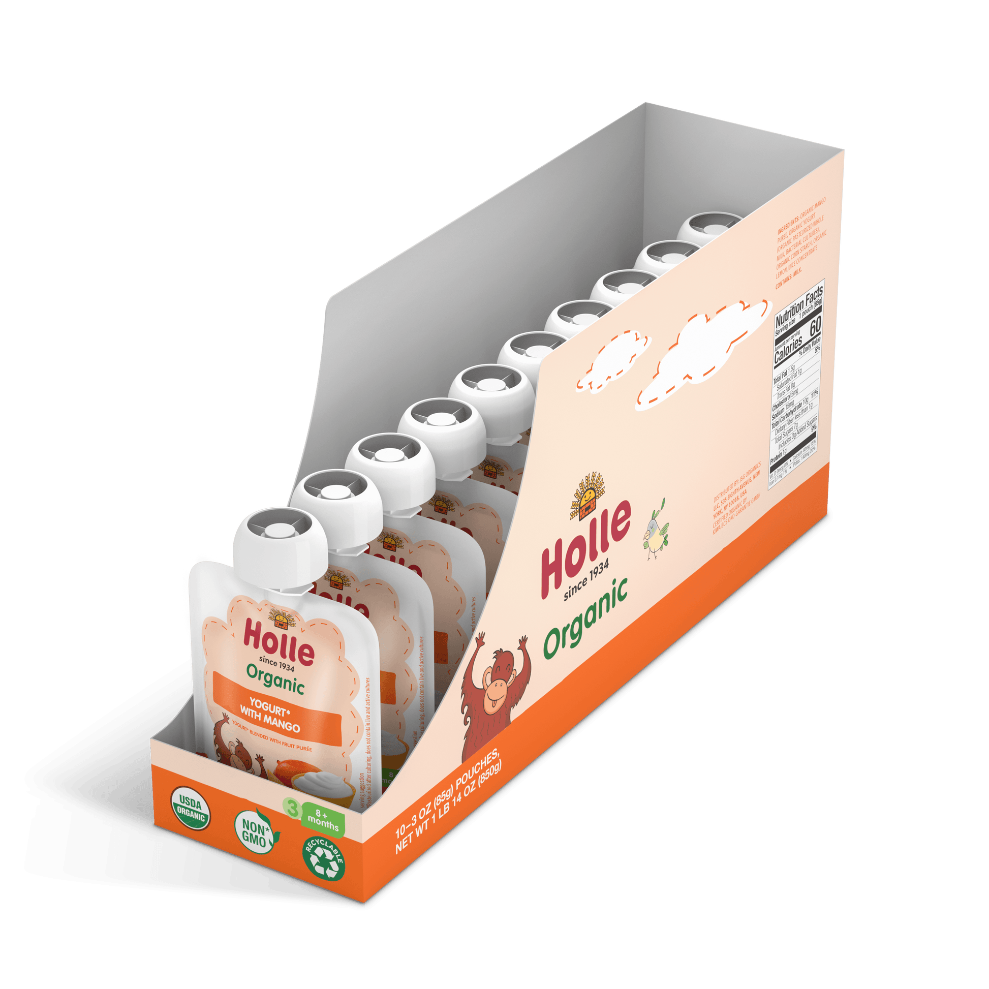 Holle Organic Yogurt Pouches - Mango Holle USA