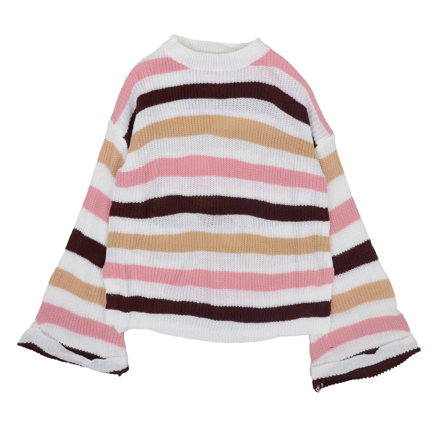 Striped Bell Sleeve Light Sweater