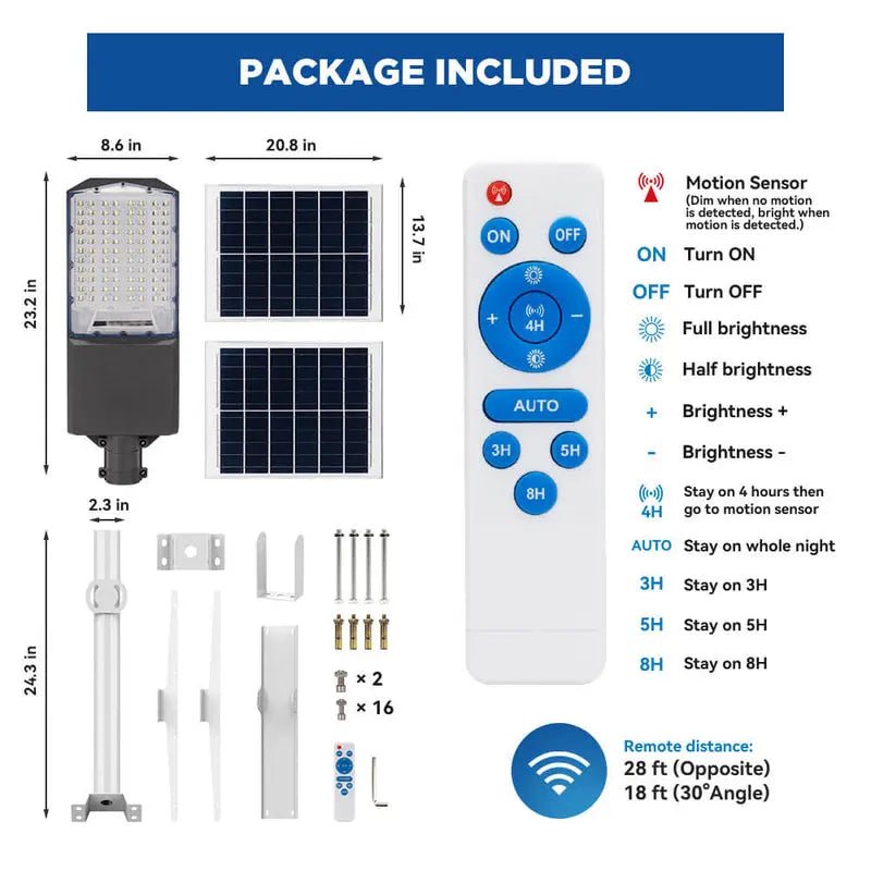 1200W Solar Street Light with Pole - 30,000 Lumens - Get it from Bo