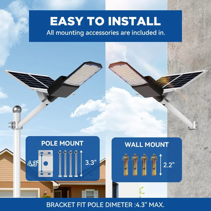 1200W Solar Street Light with Pole - 30,000 Lumens - Get it from Bo