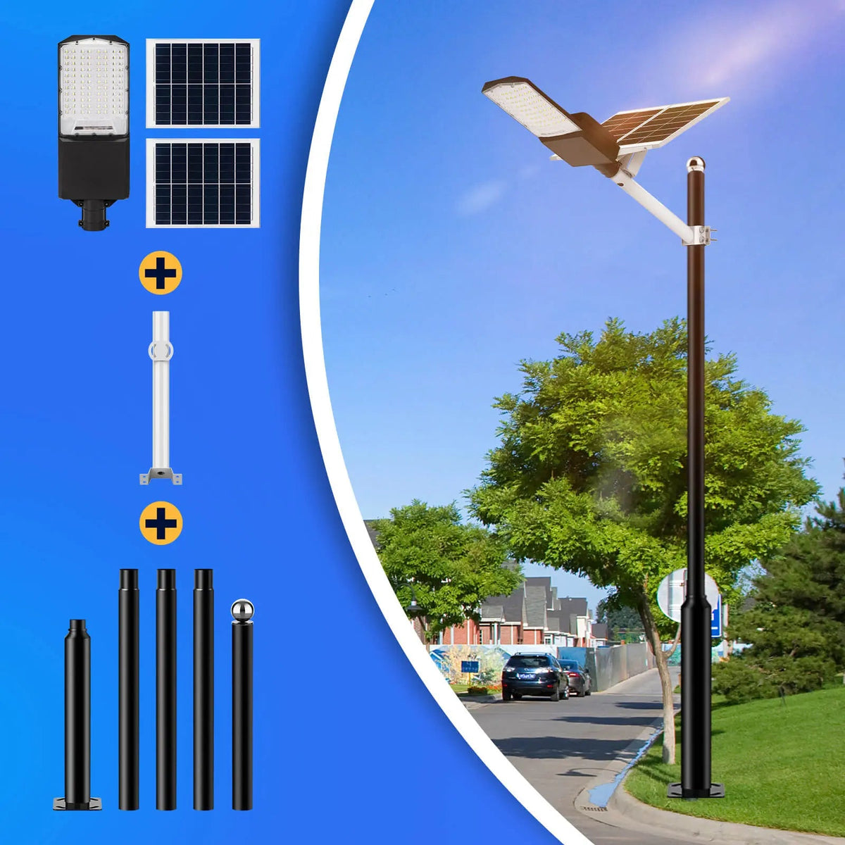 1200W Solar Street Light with Pole - 30,000 Lumens - Get it from Bo