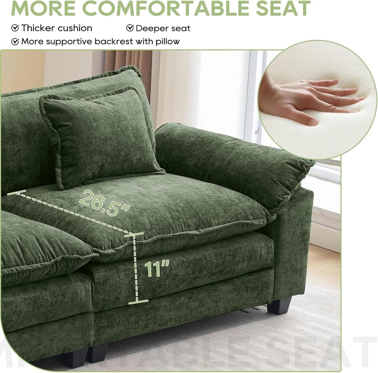 120Inch Green Modular Sectional Sofa Featuring Ottoman - Get it from Bo