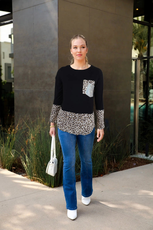 Two Tone Mixed Print Sweater