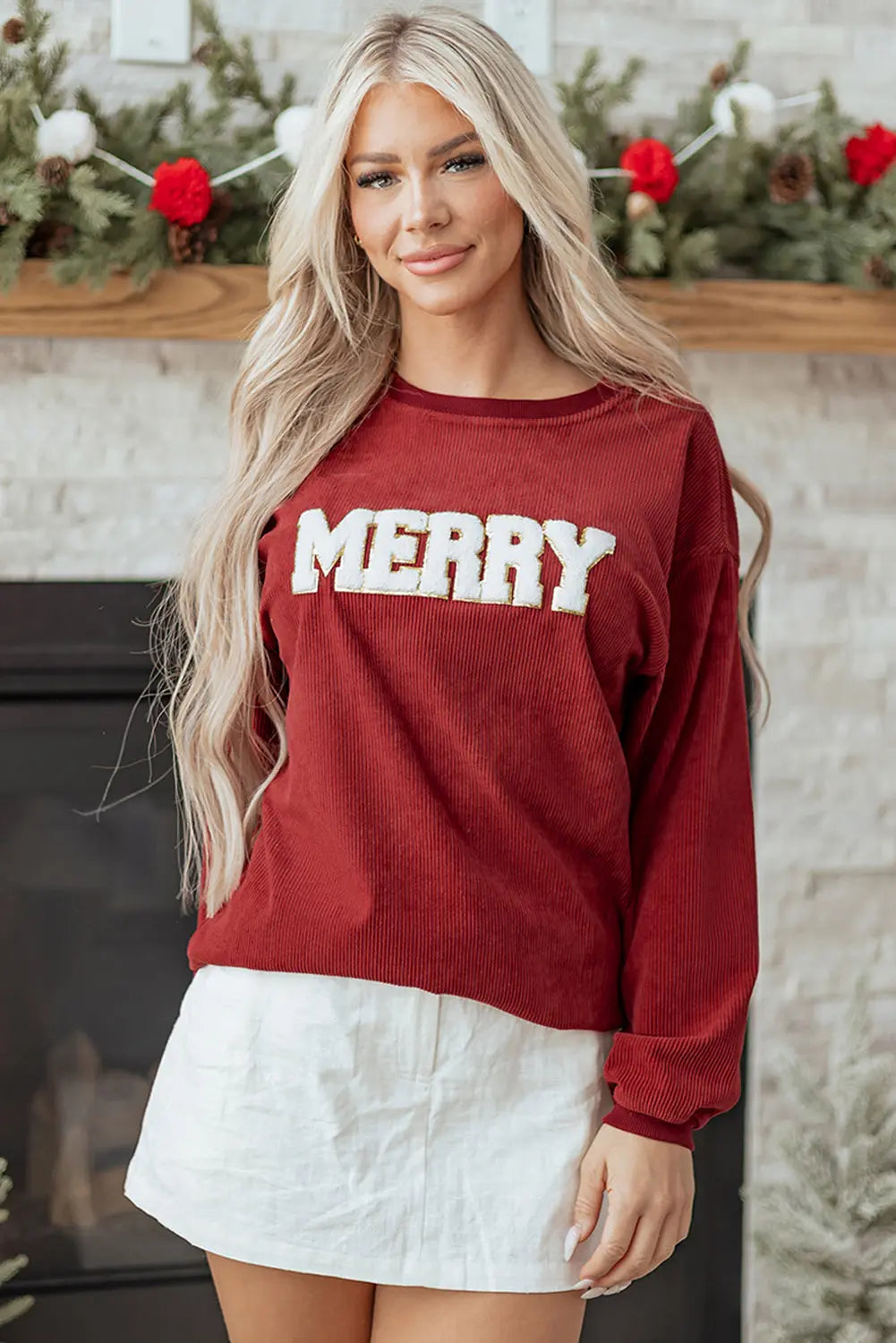 Yazara Graphic Corded Christmas Sweatshirt