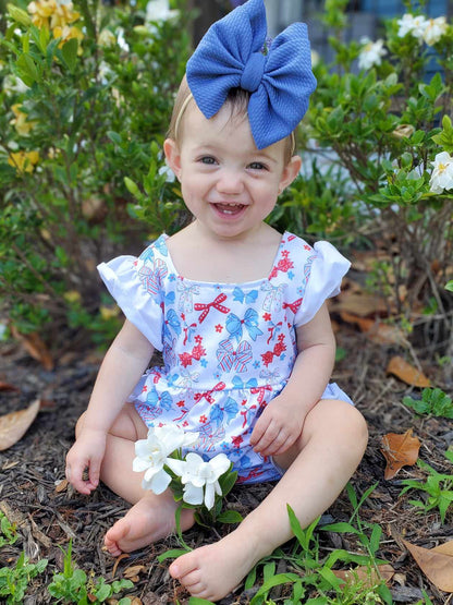 July 4th bows ruffle romper - Get it from Bo