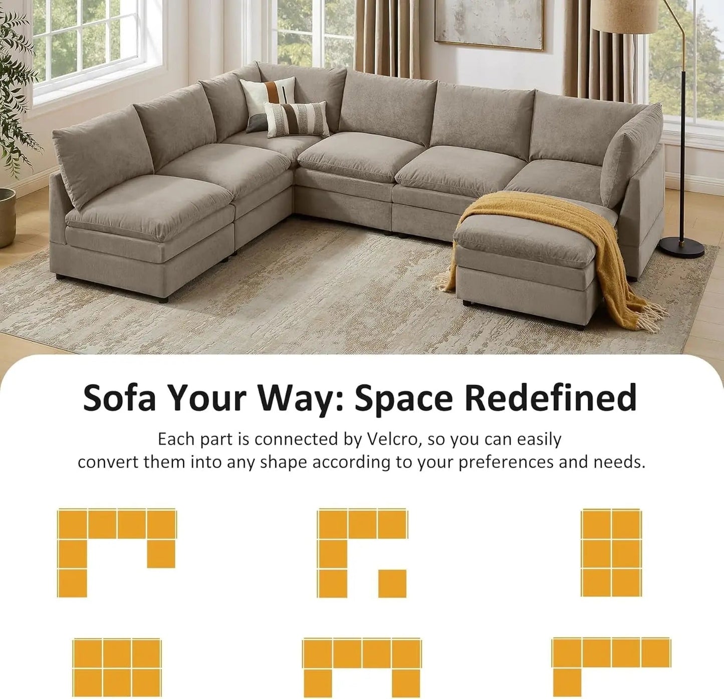 127 Inch Taupe Contemporary Modular Sectional Sofa - Get it from Bo