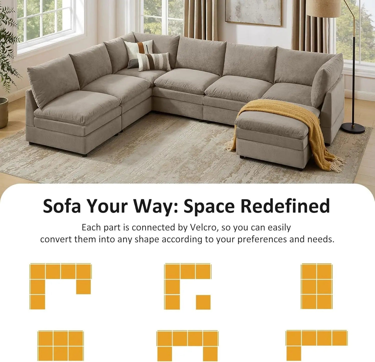 127 Inch Taupe Contemporary Modular Sectional Sofa - Get it from Bo