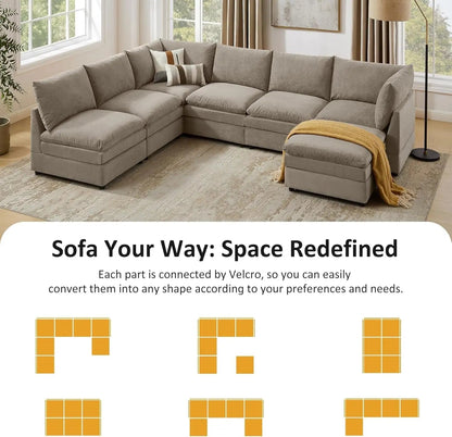 127 Inch Taupe Contemporary Modular Sectional Sofa - Get it from Bo