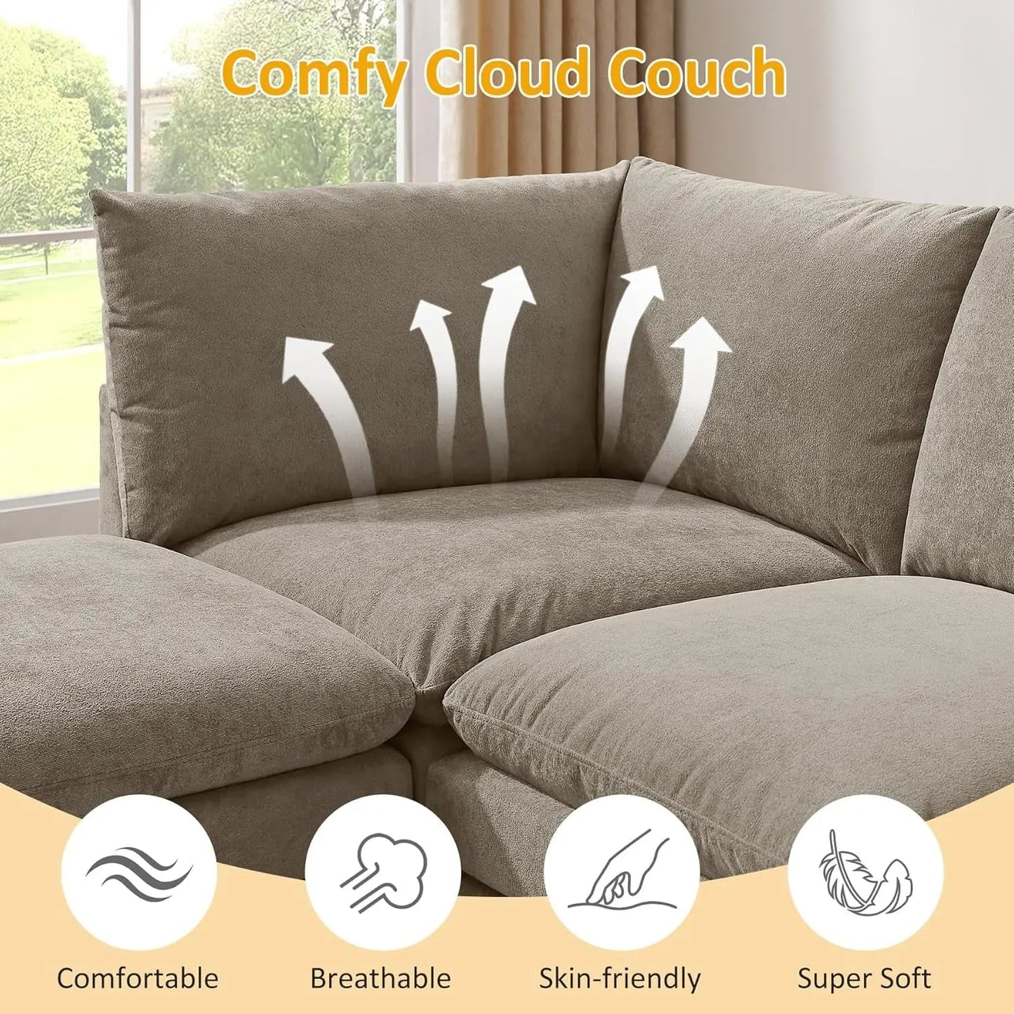 127 Inch Taupe Contemporary Modular Sectional Sofa - Get it from Bo