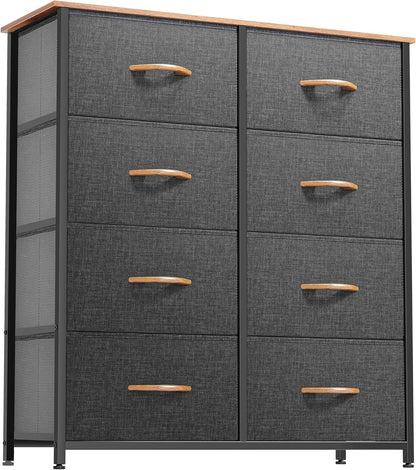 Dresser for Bedroom, Fabric Dresser with 8 Drawers, Tall Dresser, Double Dresser, Chest of Drawers for Closet, Living Room, Sturdy Steel Frame, Wooden Top, Easy Pull Handle ShipItFurniture