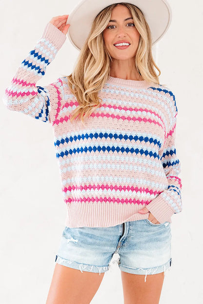 Amelia Patterned Drop Shoulder Sweater