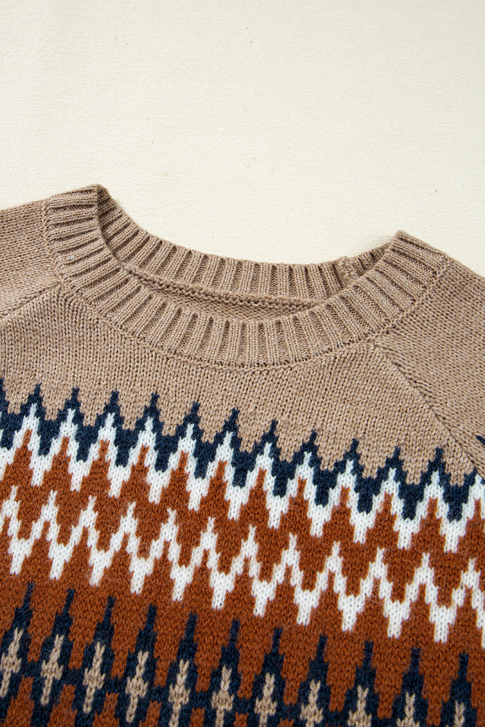Eva Aztec Crew Neck Sweater Threaded Pear