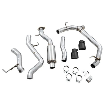 AWE Tuning 2021+ Ford Bronco 0FG Dual Rear Exit Exhaust w/Diamond Black Tips & Bash Guard NP Motorsports