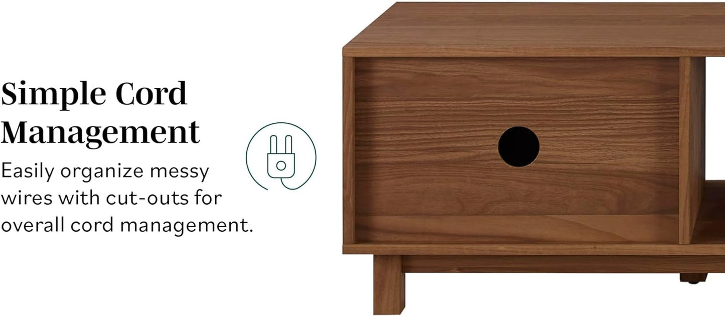 Walton Modern Fluted Door Low TV Stand For 65 Inch TV Mocha