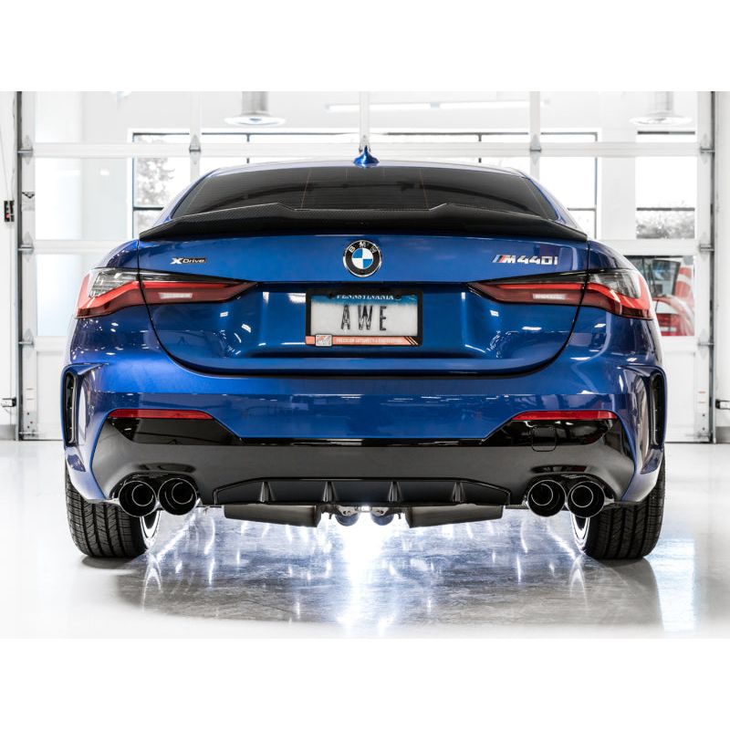 AWE Tuning 2019+ BMW M340i (G20) Non-Resonated Touring Edition Exhaust - Quad Diamond Black Tips NP Motorsports