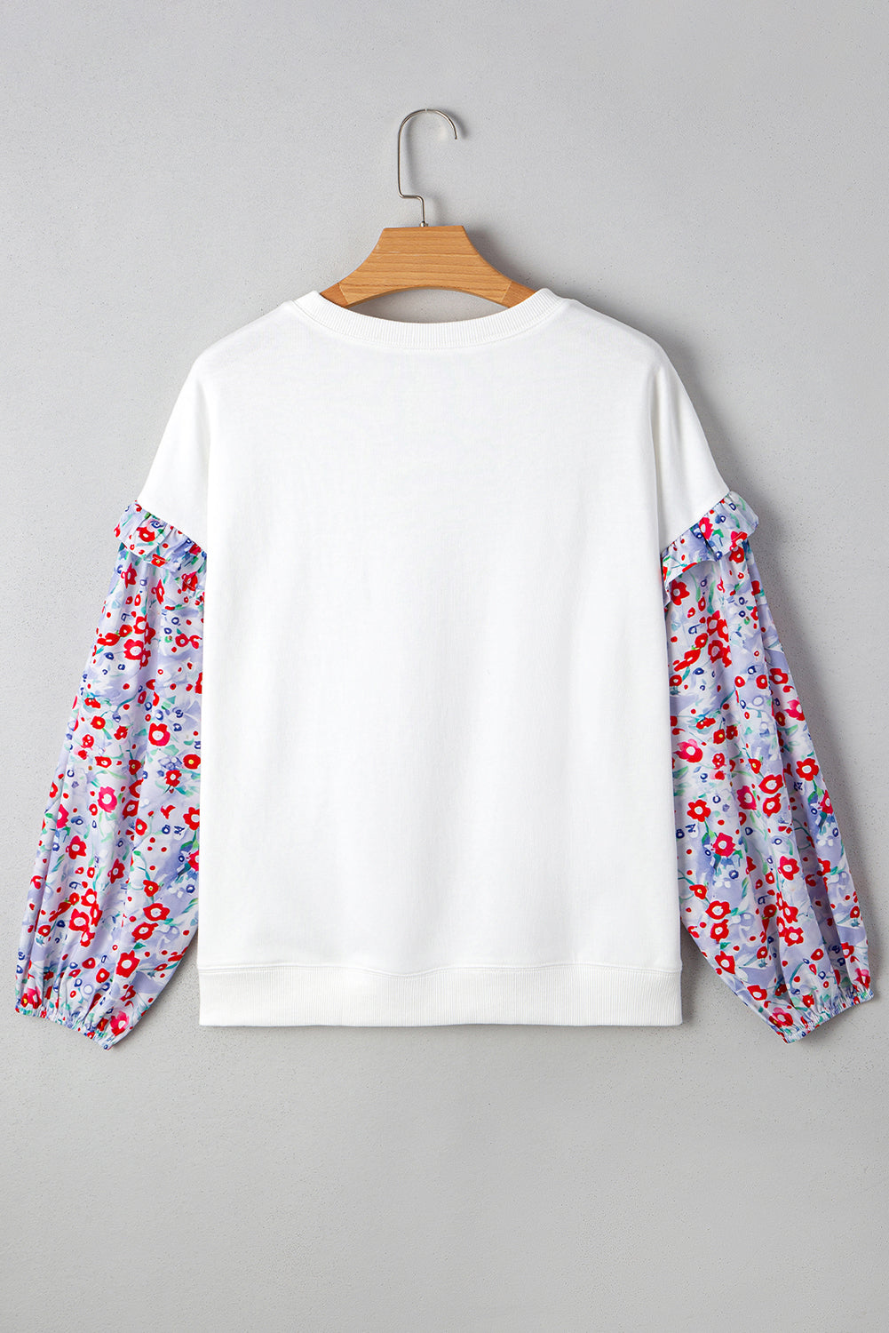 Isabel Floral Ruffled Balloon Sleeve Loose Blouse Threaded Pear