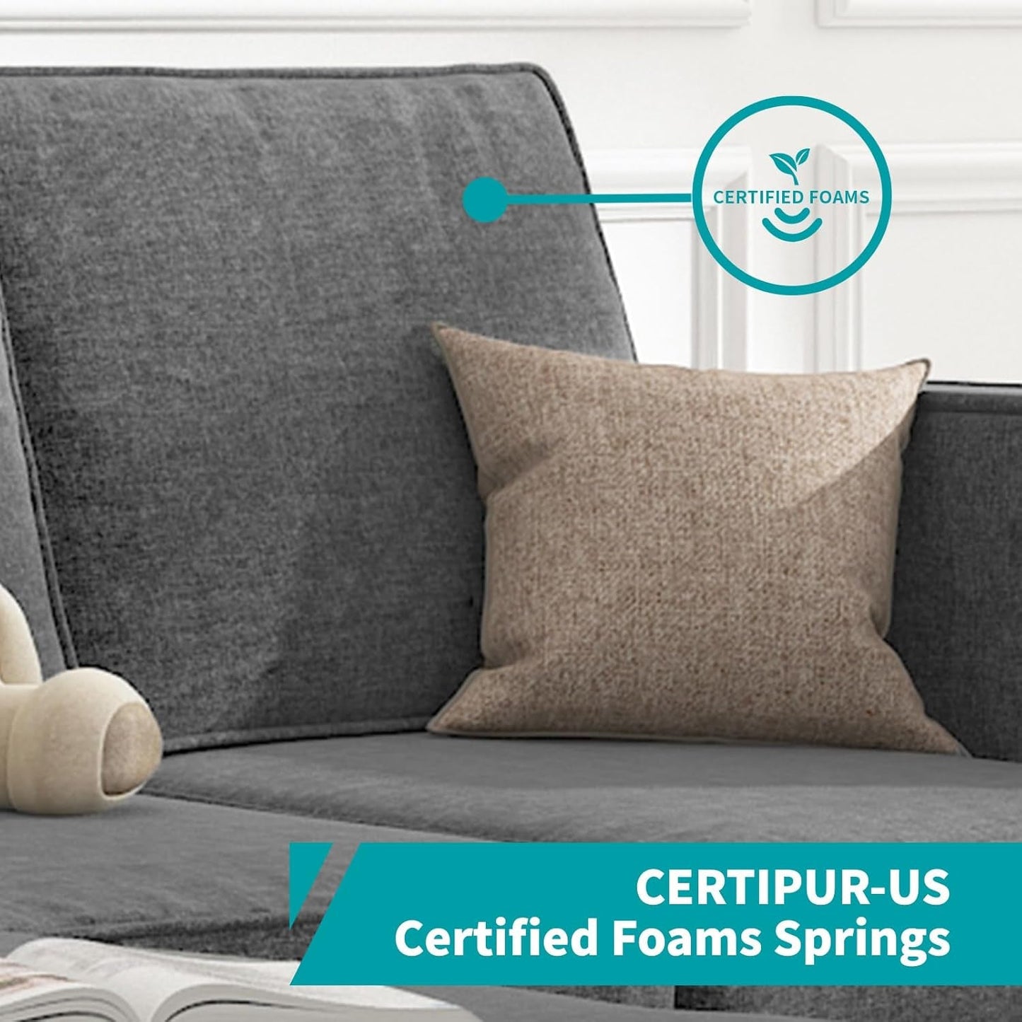 Sectional Sofa With Movable Storage Ottoman Dark Grey ShipItFurniture