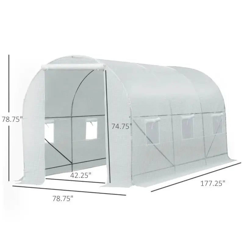 14.7 Ft x 6.5 Ft Outdoor Greenhouse w/ Heavy Duty Steel Frame and White PE Cover - Get it from Bo