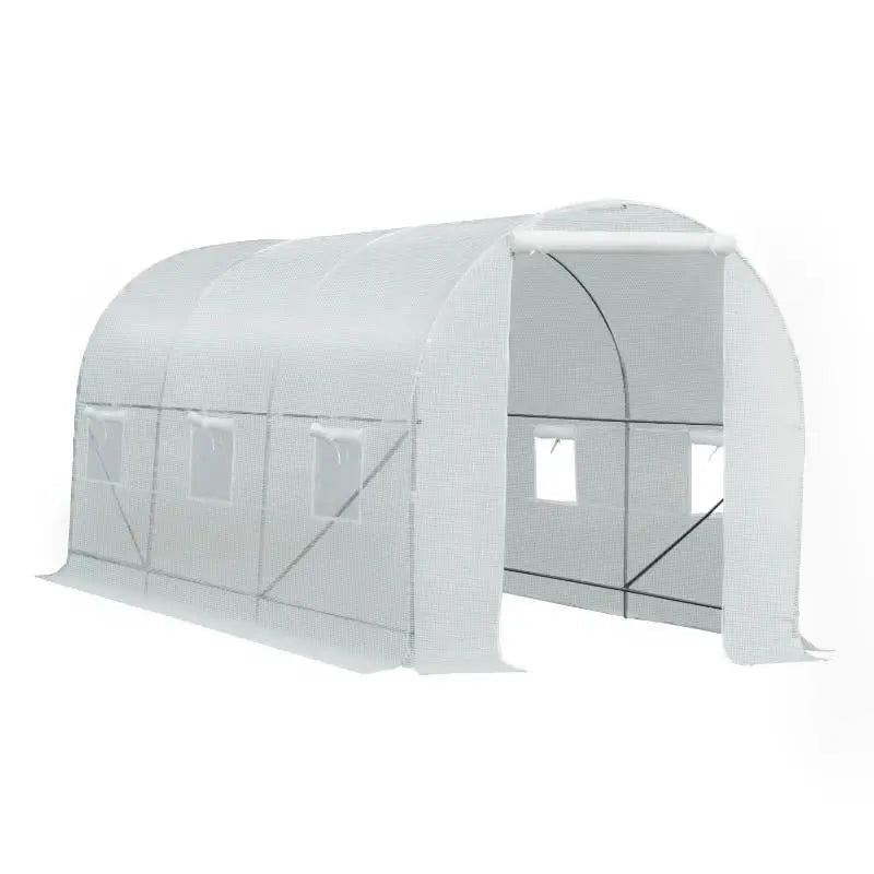 14.7 Ft x 6.5 Ft Outdoor Greenhouse w/ Heavy Duty Steel Frame and White PE Cover - Get it from Bo