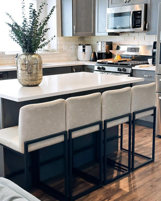 Bar Stools Set of 4 - Counter Height Bar Stool Pu Leather Kitchen Modern Bar Chairs, Bar Stools with Back ShipItFurniture