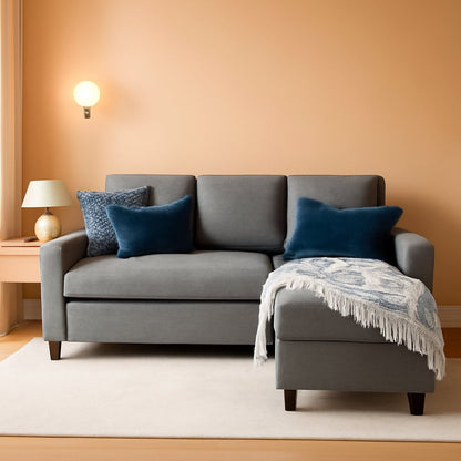 Compact Gray Sectional Sofa With Chaise Lounge Reversible ShipItFurniture