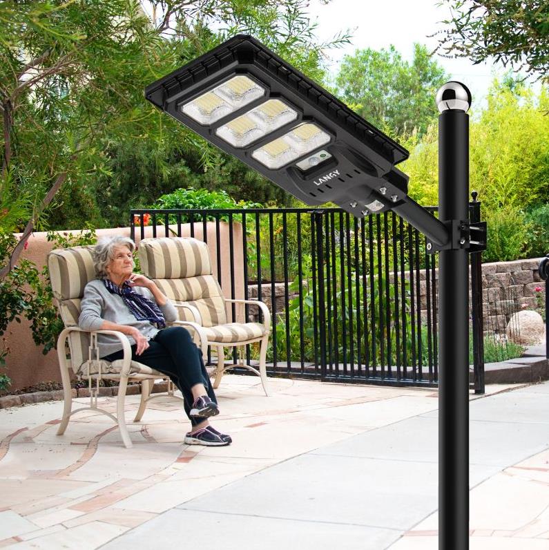 3 Pack 150 W Led solar street lights 15,000 lumens Langy Solar Lights