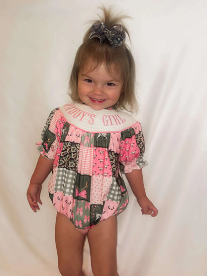 Smocked hunting daddys girl romper - Get it from Bo