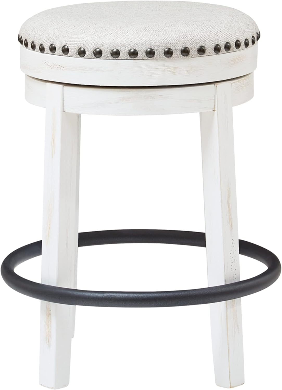 Valebeck 24Inch Counter Height Swivel Stool White Black ShipItFurniture