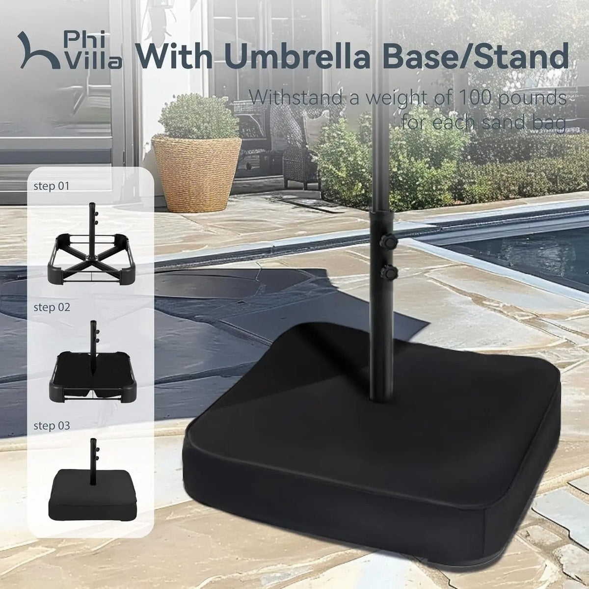 15Ft Large Patio Umbrellas with Base Included, Outdoor Double-Sided Rectangle Market Umbrella with Crank Handle, for Poolside Lawn Garden, Beige - Get it from Bo