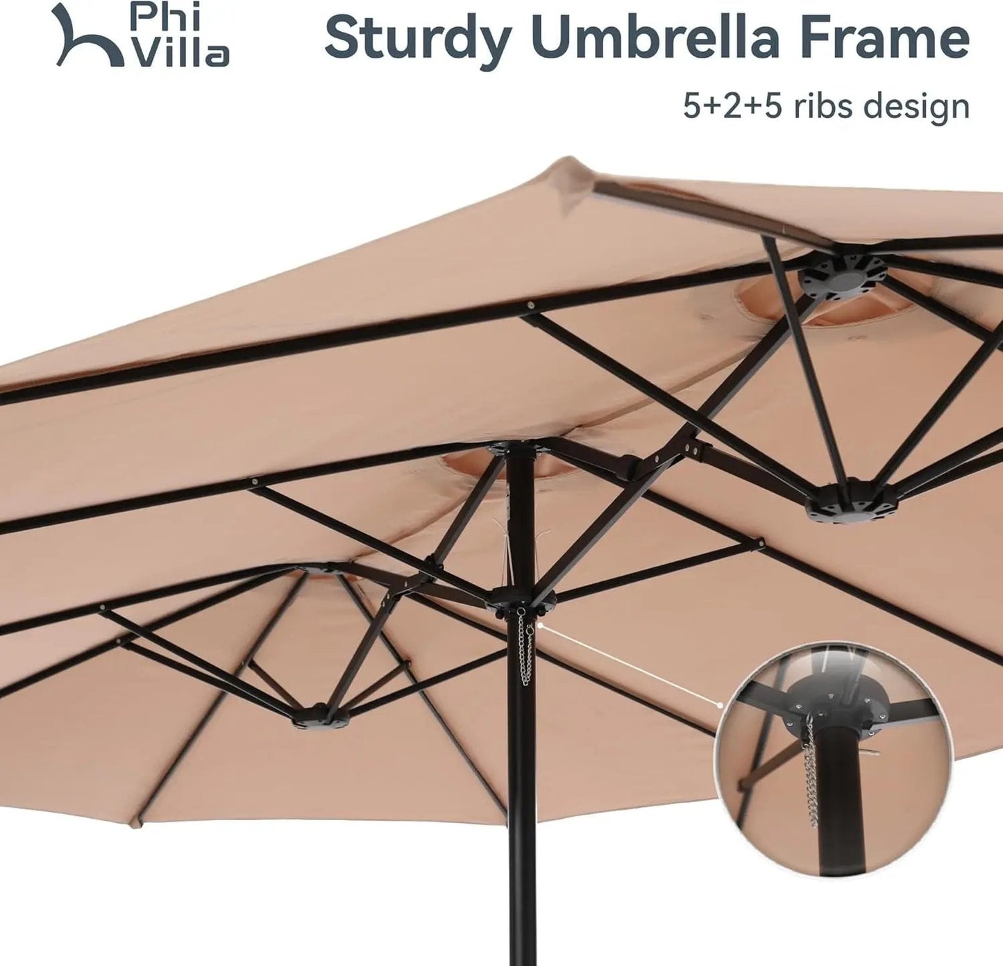 15Ft Large Patio Umbrellas with Base Included, Outdoor Double-Sided Rectangle Market Umbrella with Crank Handle, for Poolside Lawn Garden, Beige - Get it from Bo
