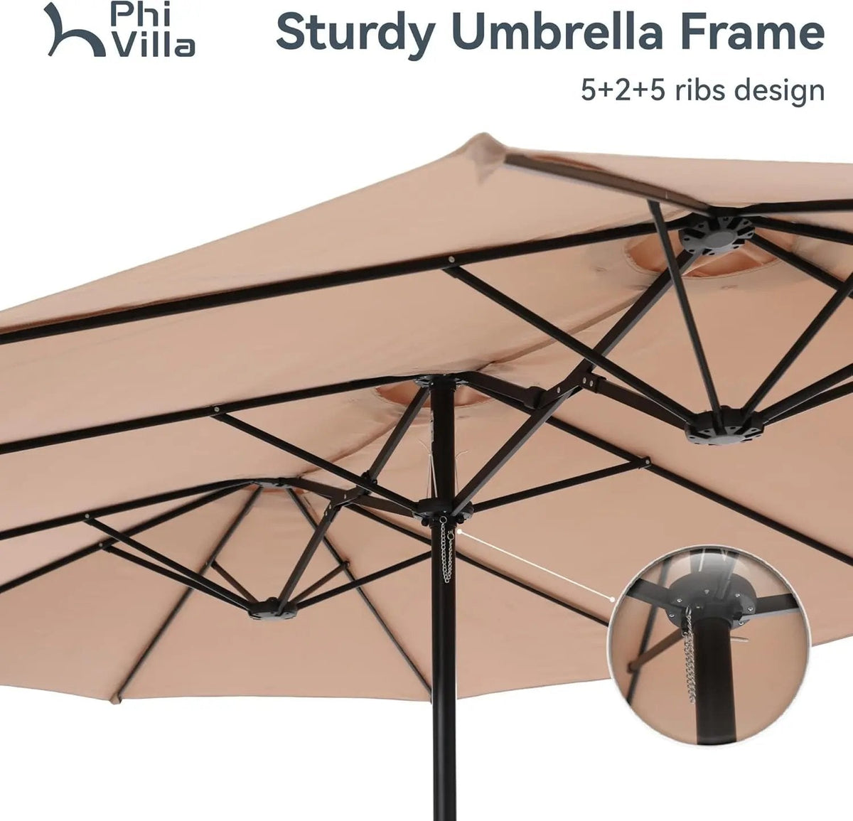 15Ft Large Patio Umbrellas with Base Included, Outdoor Double-Sided Rectangle Market Umbrella with Crank Handle, for Poolside Lawn Garden, Beige - Get it from Bo