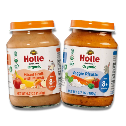 Sweet & Savory Jars Bundle: Mixed Fruit w/ Muesli Jars, Veggie Risotto Jars Holle USA
