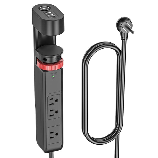 CRST Desk Clamp Surge Protector Power Strip with USB-C Port 6FT Extension Cord Flat Plug 1020J Protection Fits Tables Up to 2 Inches 36 Months Warranty - Get it from Bo