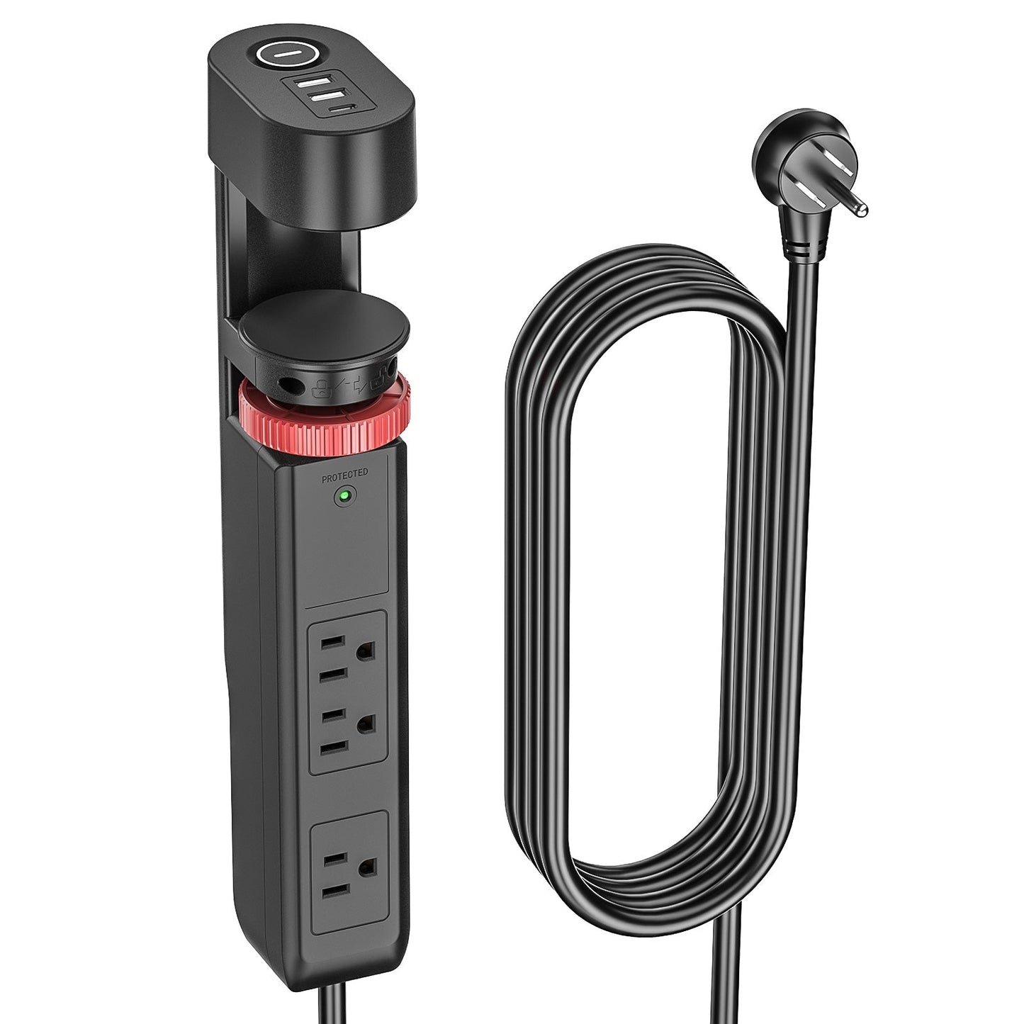 CRST Desk Clamp Surge Protector Power Strip with USB-C Port 6FT Extension Cord Flat Plug 1020J Protection Fits Tables Up to 2 Inches 36 Months Warranty - Get it from Bo